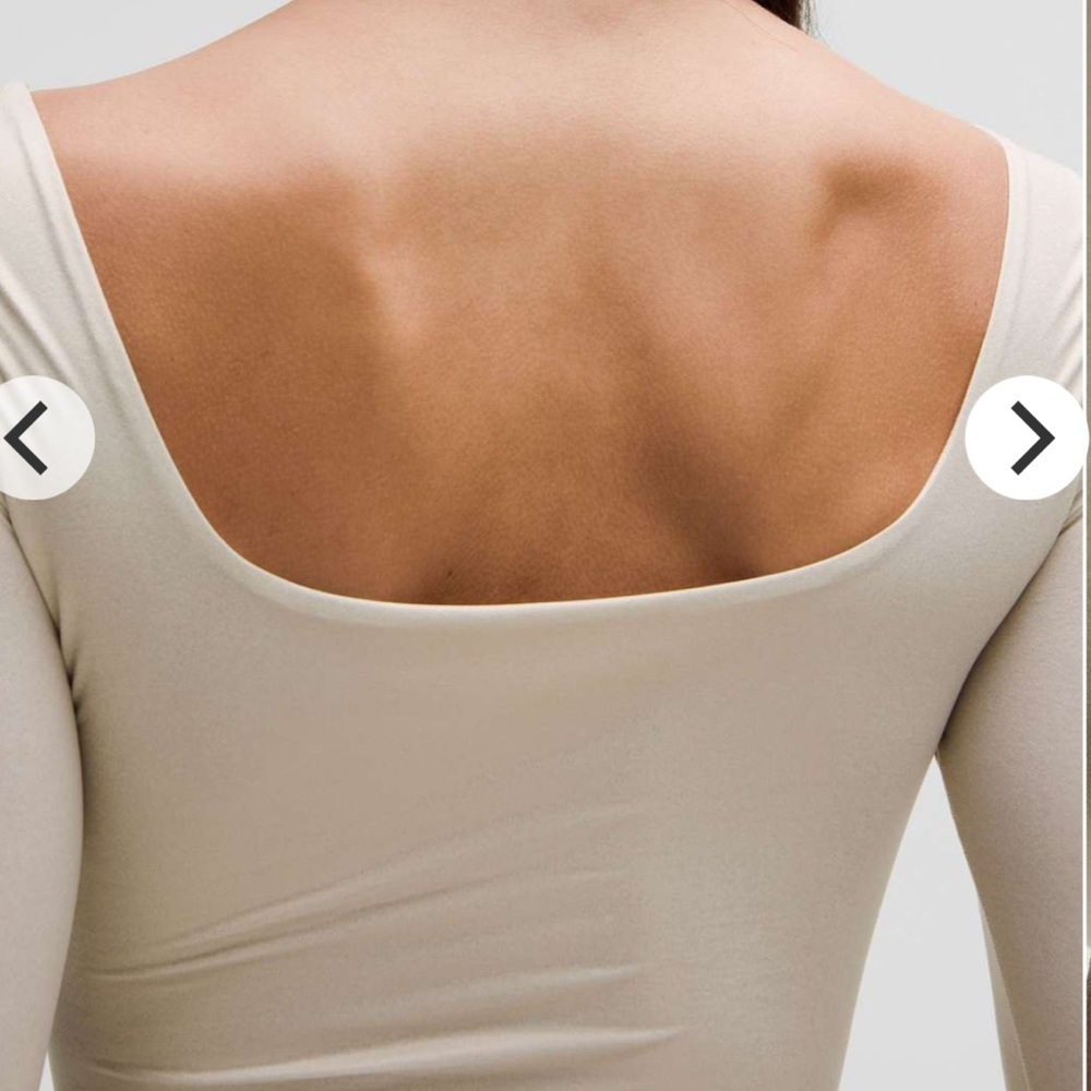 NWT $98 Lululemon Wundermost Nulu Square-Neck LS Bodysuit Luxe Shine Foil Bone - Picture 2 of 9
